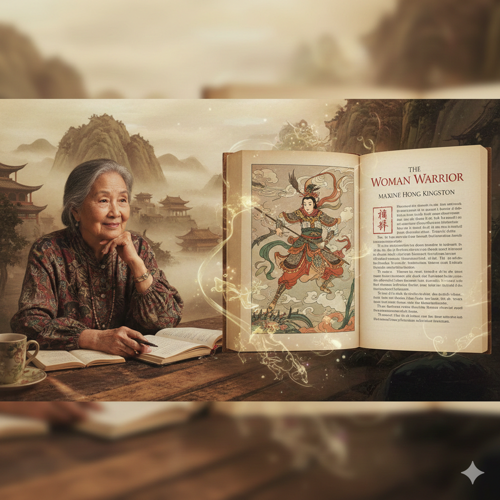 Maxine Hong Kingston author of The Woman Warrior and her book Gemini AI images feminist authors writers books bookshop